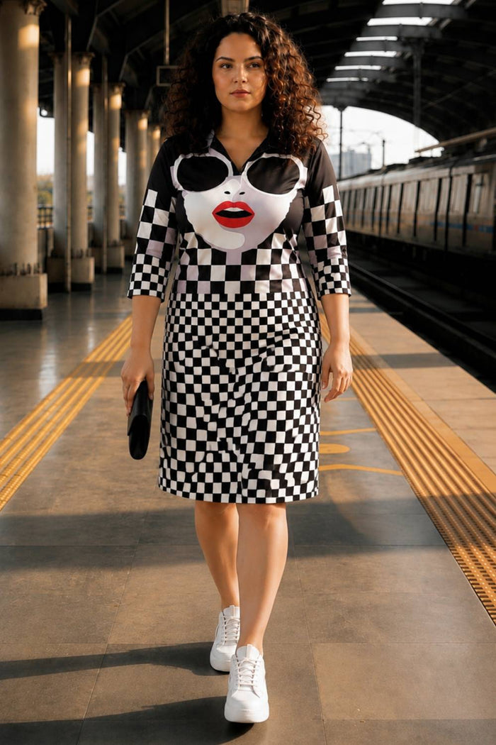 Plus Size Bold Face Shirt Dress