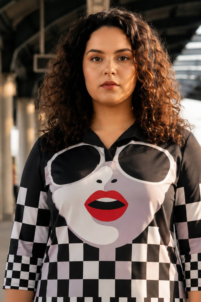 Plus Size Bold Face Shirt Dress