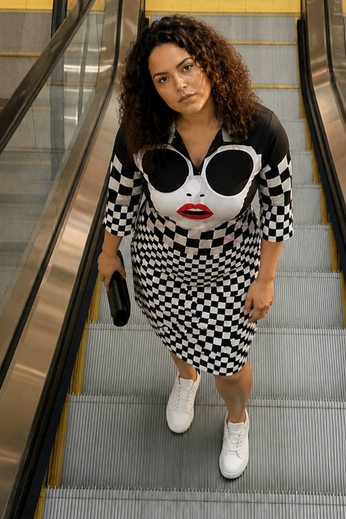 Plus Size Bold Face Shirt Dress