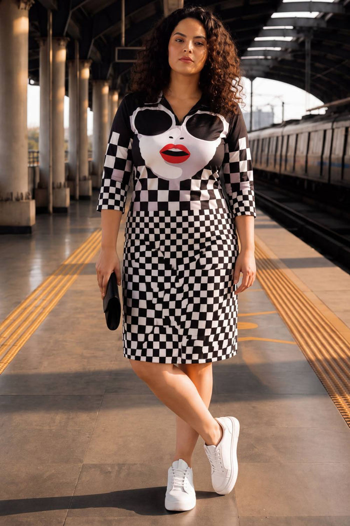 Plus Size Bold Face Shirt Dress