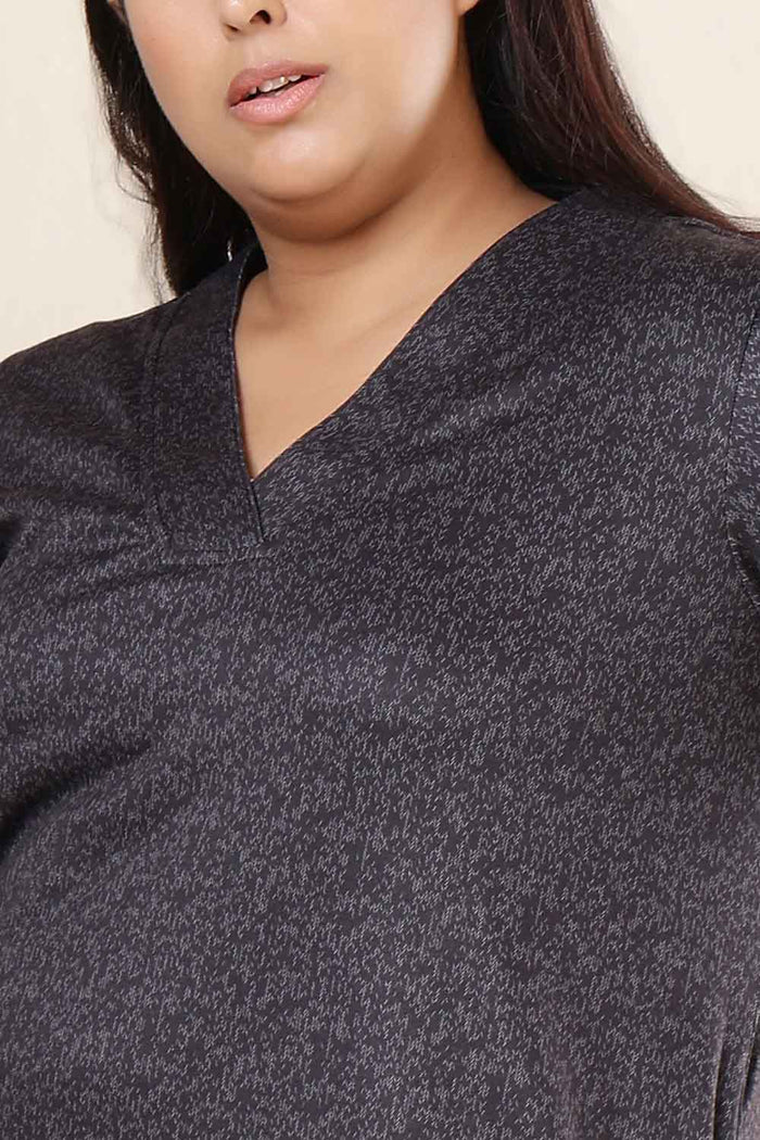 Plus Size Charcoal Grey SnugWeave™ Winter Kurta Coord Set