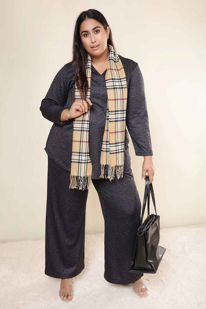 Plus Size Charcoal Grey SnugWeave™ Winter Top Coord Set