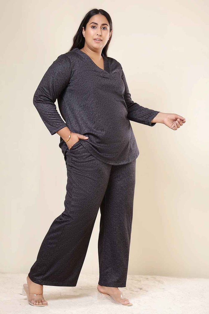 Plus Size Charcoal Grey SnugWeave™ Winter Top Coord Set