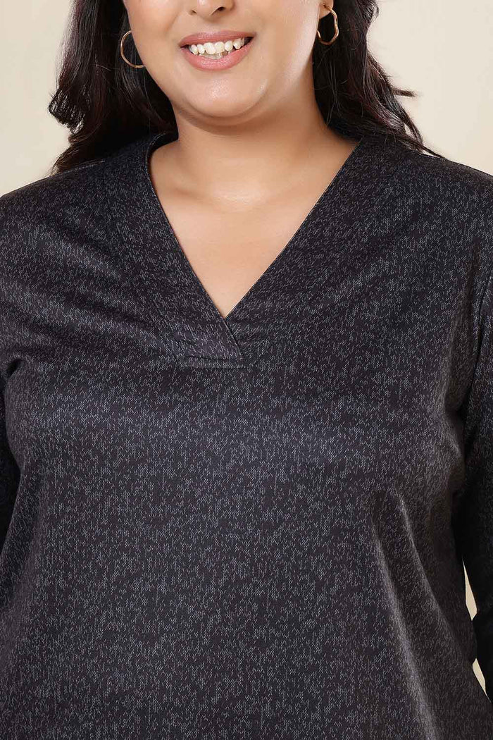 Plus Size Charcoal Grey V Neck SnugWeave Winter Top