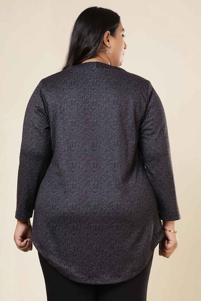 Plus Size Charcoal Grey V Neck SnugWeave Winter Top