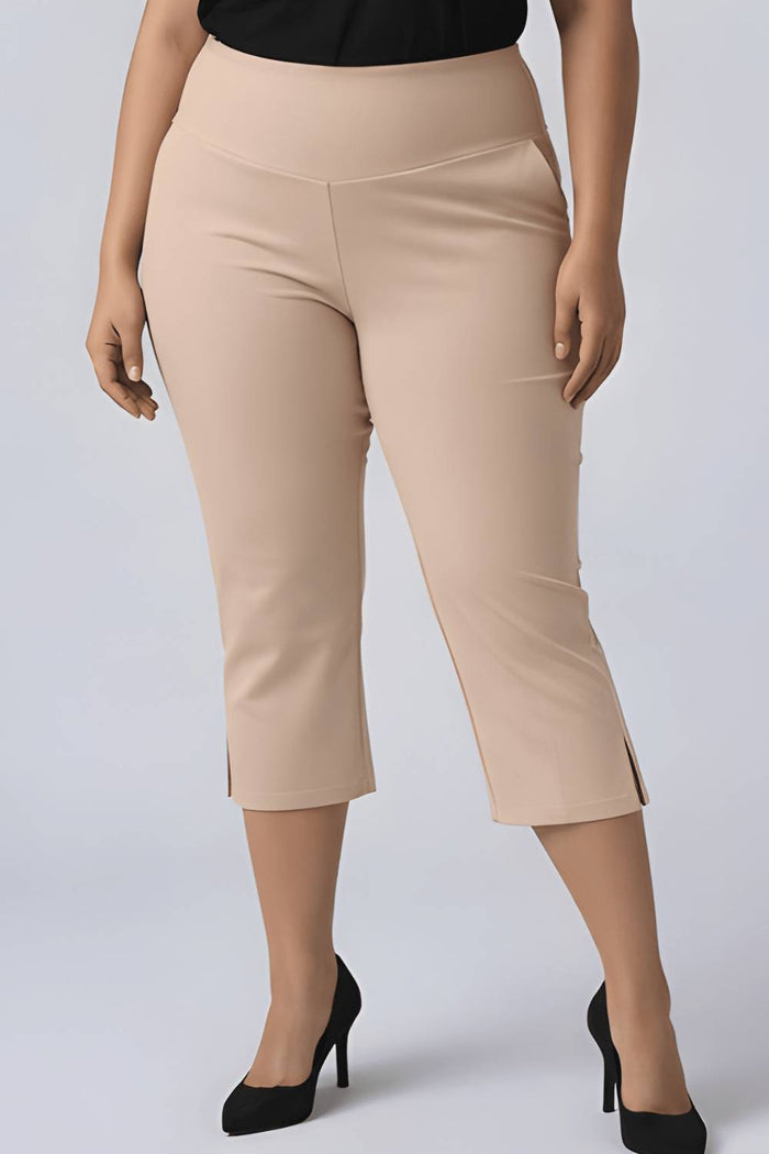 Plus Size Cream New Fit Tummy Tucker Crop Pants