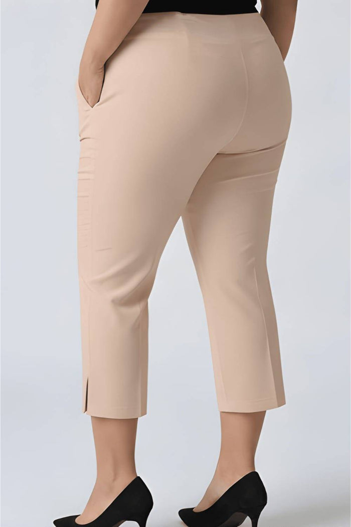 Plus Size Cream New Fit Tummy Tucker Crop Pants