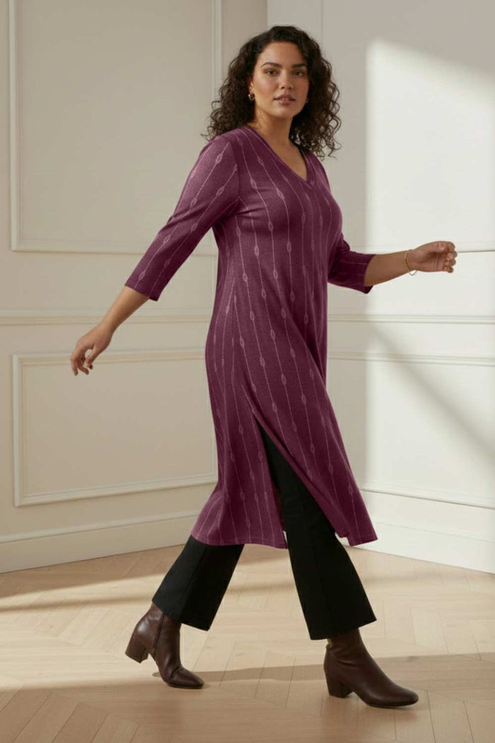 Plus Size Deep Red SnugWeave™ V Neck Kurta