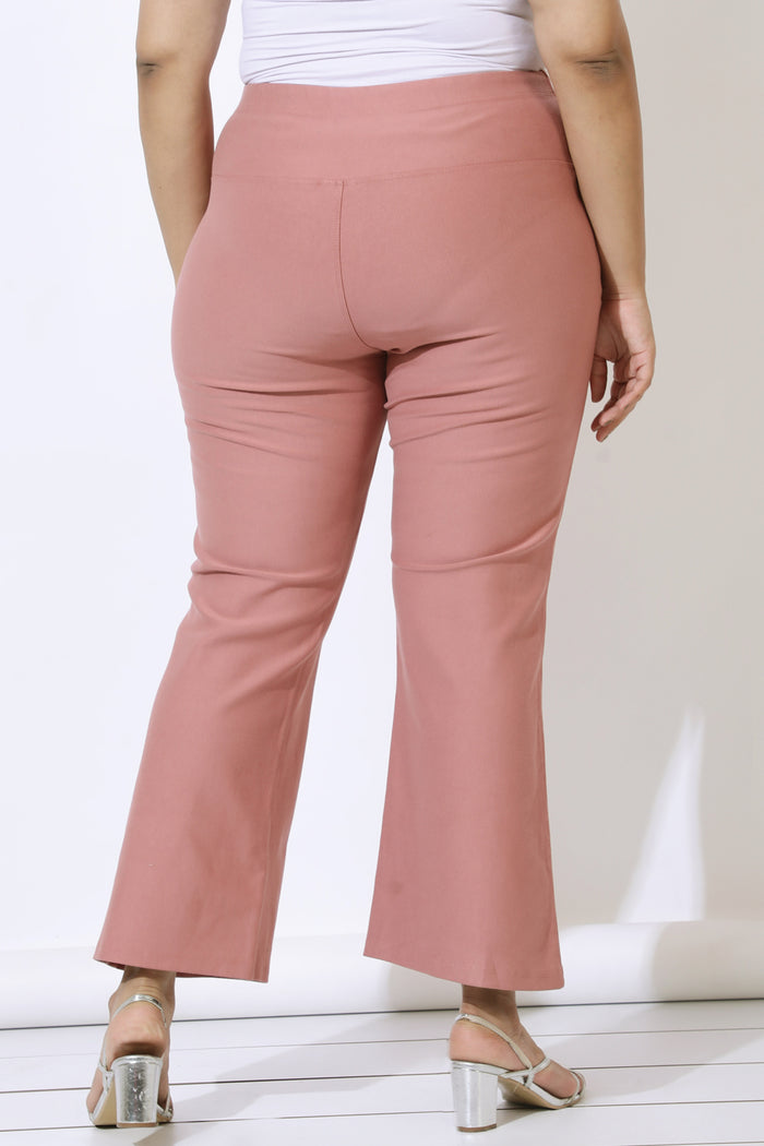 Plus Size Dusty Pink Tummy Shaper Flare Pants