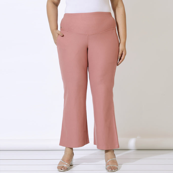 Plus Size Dusty Pink Tummy Shaper Flare Pants