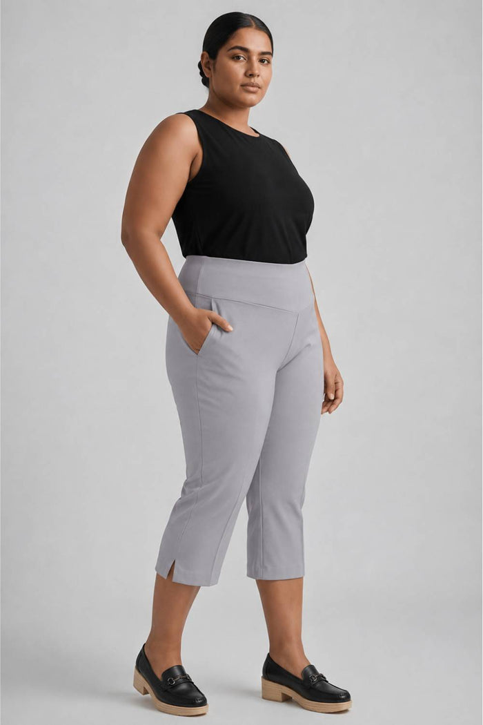 Plus Size English Grey New Fit Tummy Tucker Crop Pants