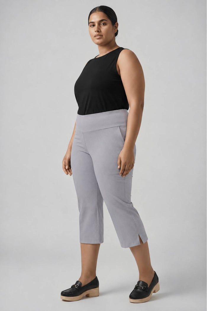 Plus Size English Grey New Fit Tummy Tucker Crop Pants