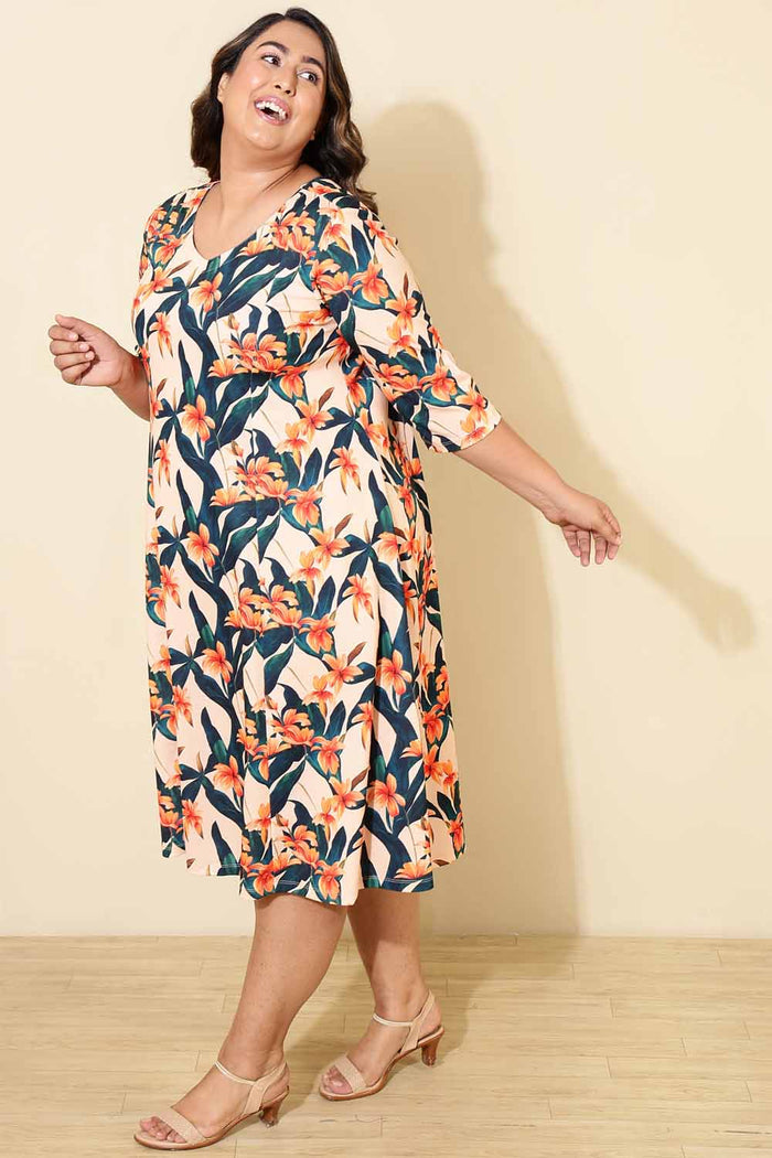 Plus Size Floral A line Dress