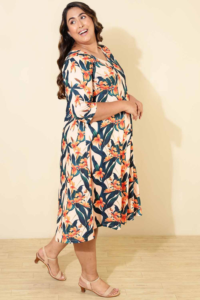 Plus Size Floral A line Dress