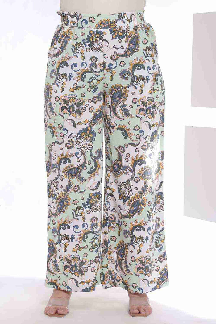 Plus Size Green Paisley Print Shirt Coord Set