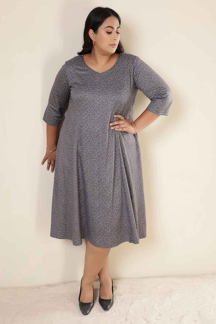 Plus Size Grey Melange SnugWeave Winter Dress