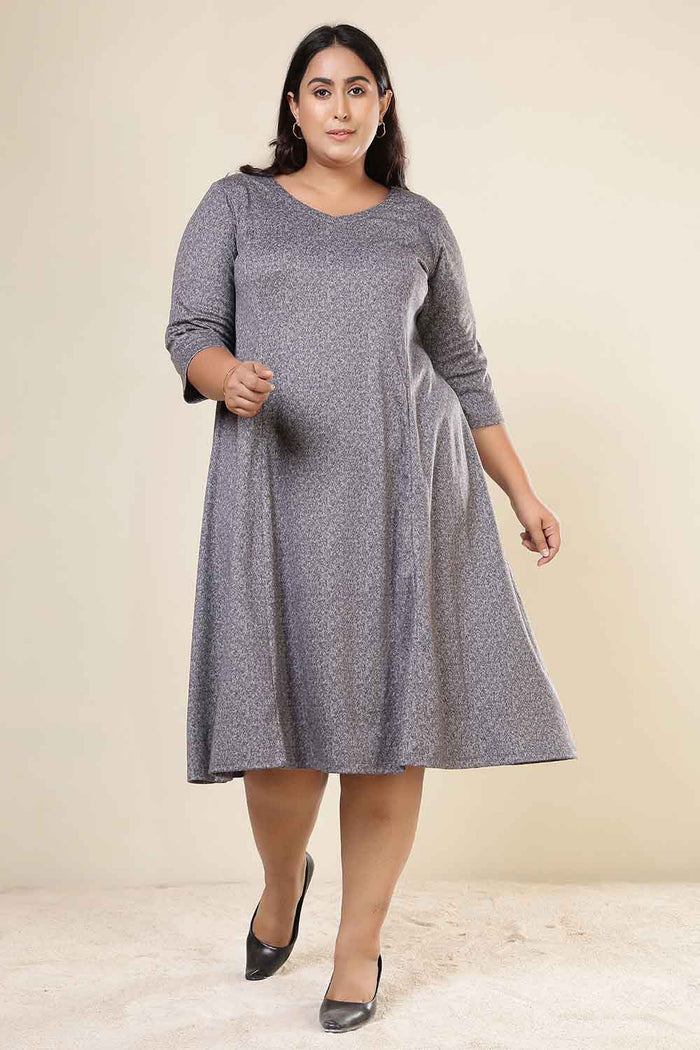 Plus Size Grey Melange SnugWeave Winter Dress