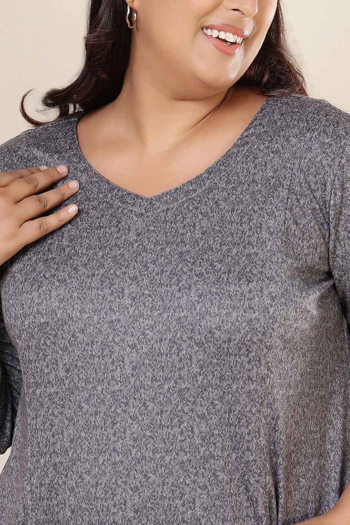 Plus Size Grey Melange SnugWeave Winter Dress