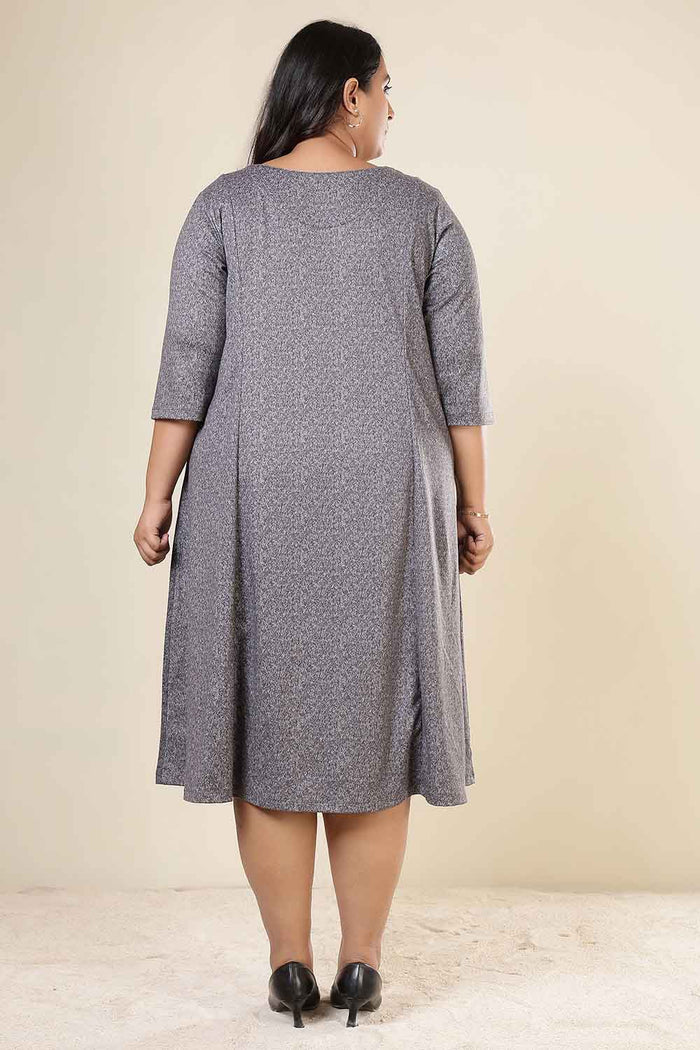 Plus Size Grey Melange SnugWeave Winter Dress