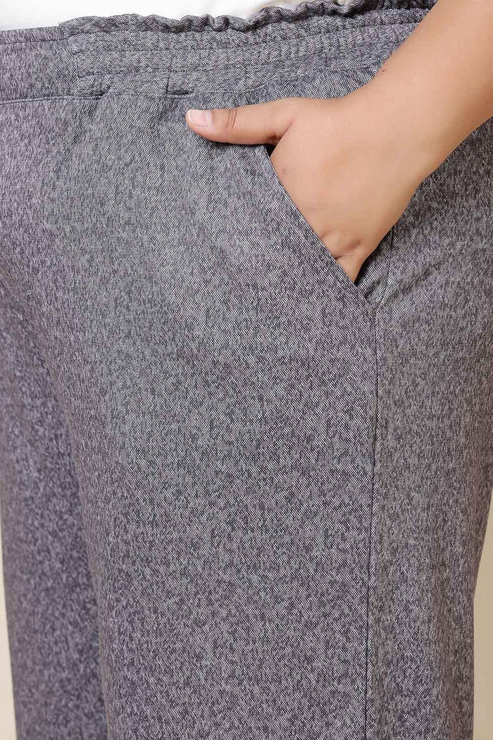 Plus Size Grey Melange SnugWeave™ Winter Kurta Coord Set