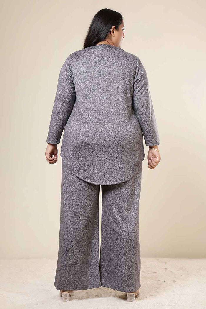 Plus Size Grey Melange SnugWeave™ Winter Top Coord Set
