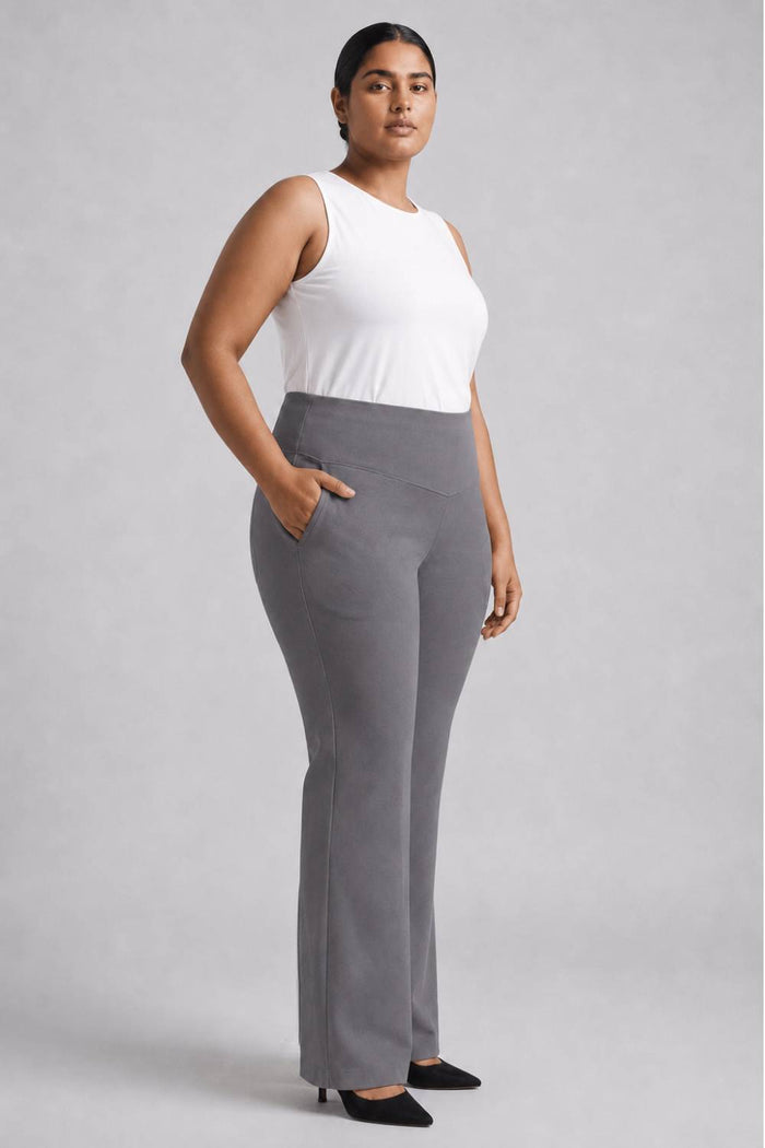 Plus Size Grey Tummy Shaper Boot Cut Pants