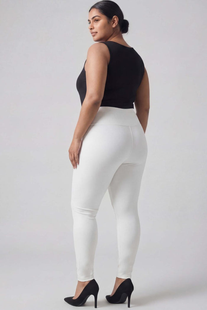 Plus Size High Waist White Jeggings