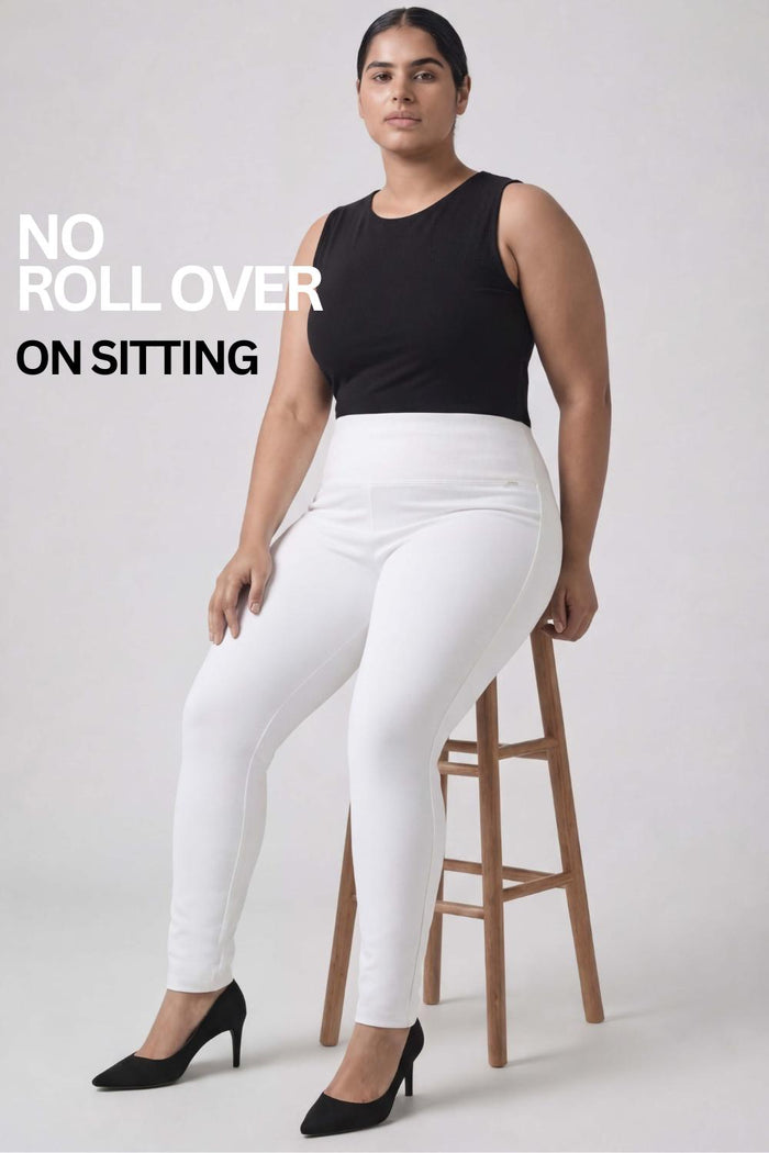 Plus Size High Waist White Jeggings