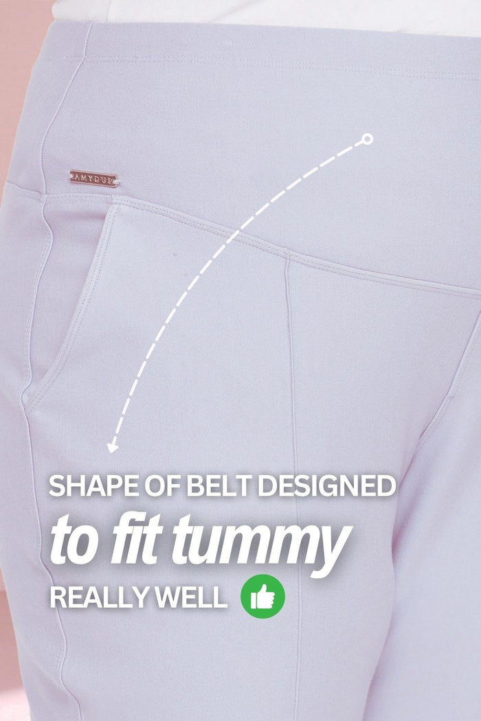 Plus Size Ice Blue Tummy Shaper Straight Fit Pants
