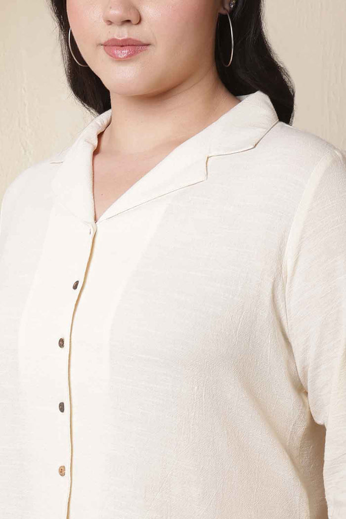 Plus Size Ivory Cotton Shirt Coord Set