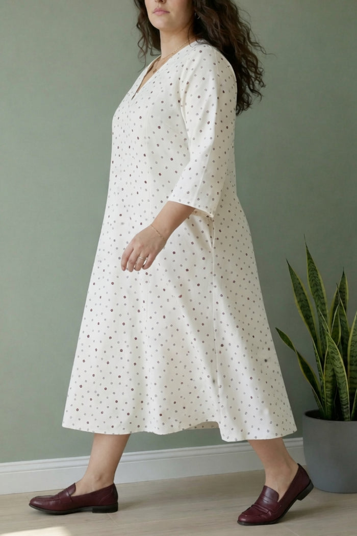 Plus Size Ivory Floral Whisper Cotton Midi Dress