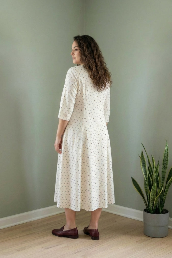 Plus Size Ivory Floral Whisper Cotton Midi Dress