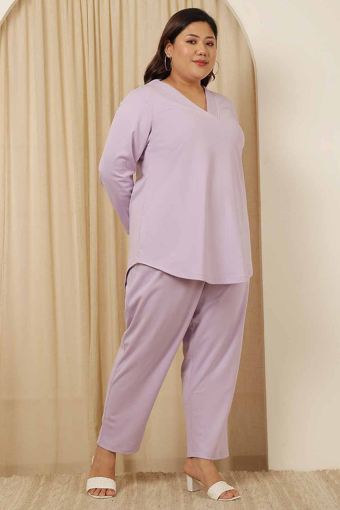 Plus Size Lavender Fleece Coord Set