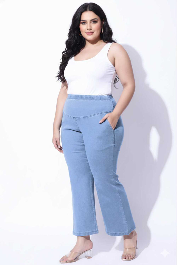 Plus Size Light Blue Flare Jeans