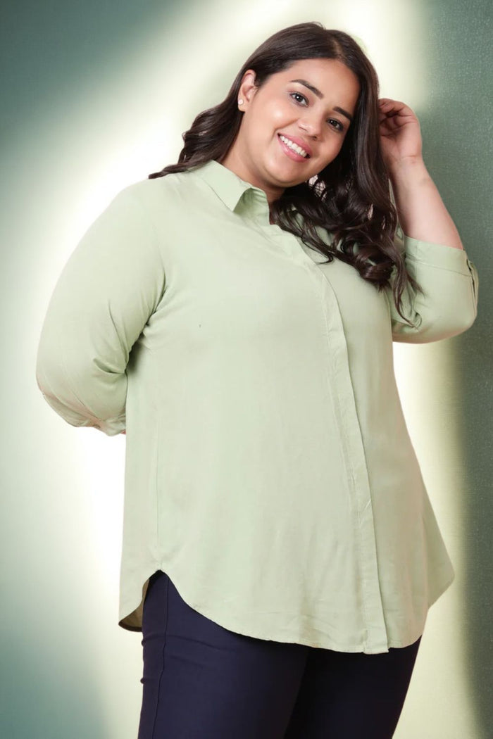 Plus Size Light Green Shirt