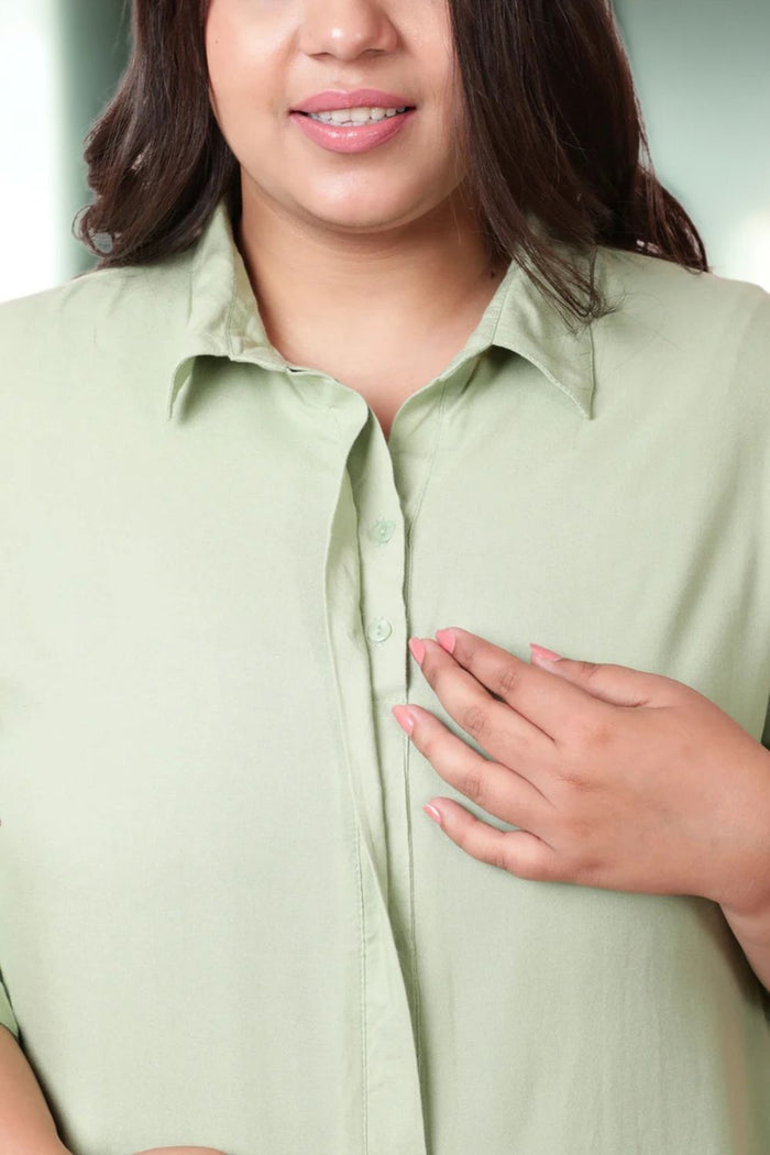 Plus Size Light Green Shirt