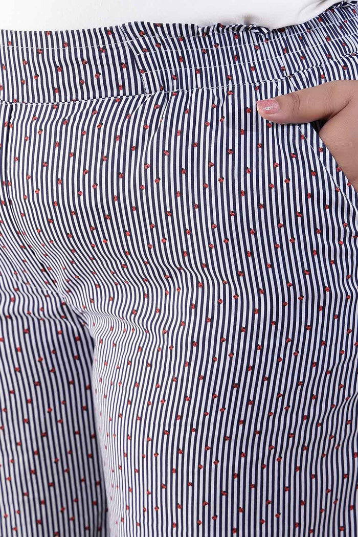 Plus Size Little Beatle Striped Cotton Kurta Coord Set