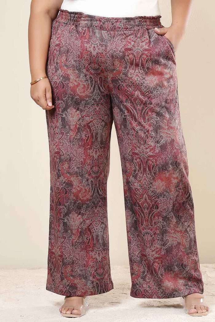 Plus Size Maroon Paisley SnugWeave™ Winter Top Coord Set