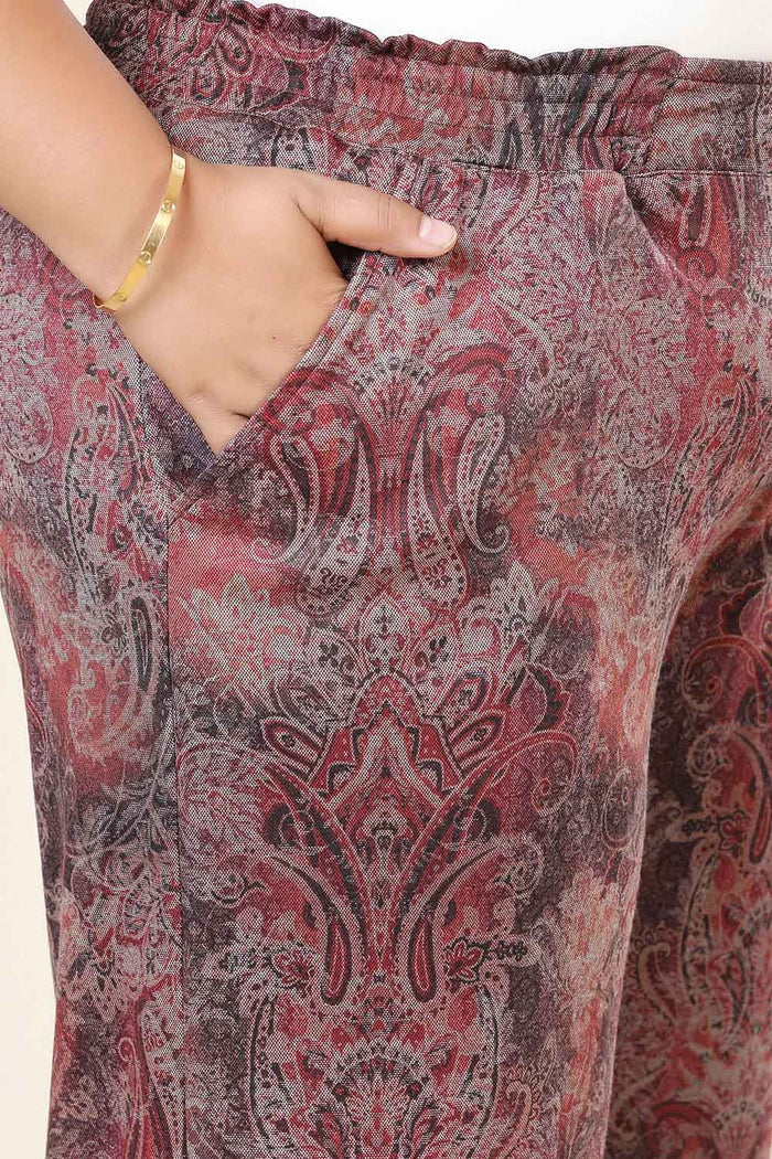 Plus Size Maroon Paisley SnugWeave™ Winter Top Coord Set