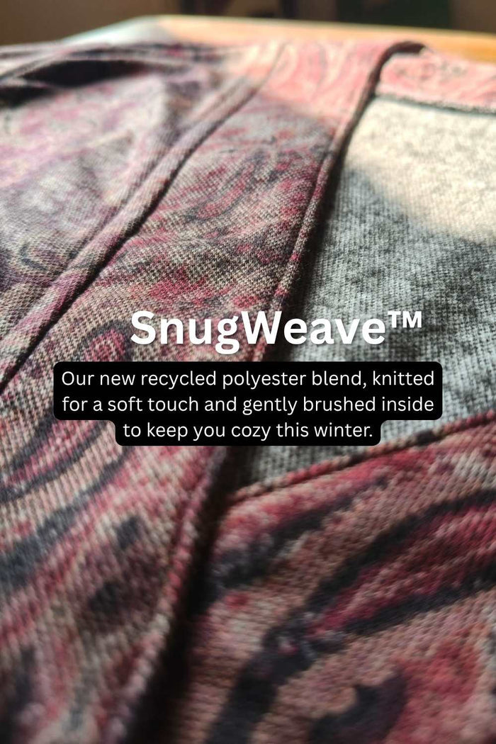 Plus Size Maroon Paisley  V Neck SnugWeave Winter Top