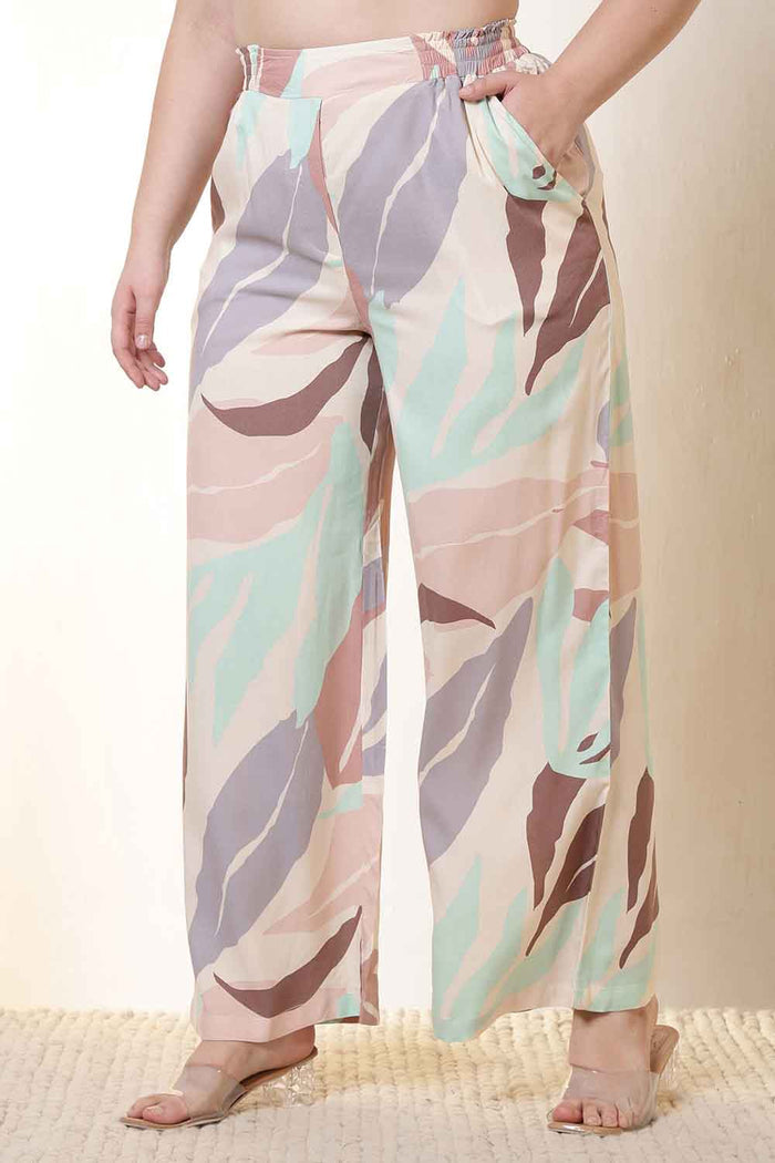Plus Size Multi-Color Abstract Print Rayon Shirt Coord Set