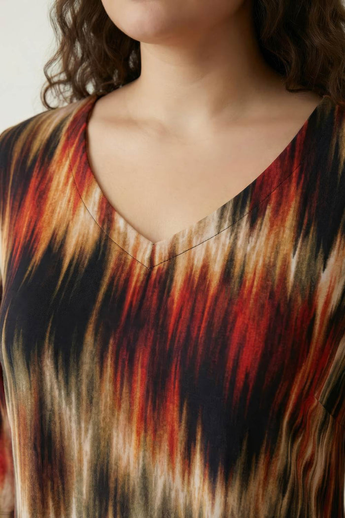 Plus Size Multicolor Abstract Print A line Dress