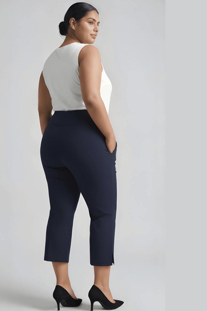 Plus Size Navy New Fit Tummy Tucker Crop Pants