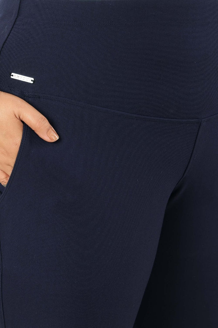 Plus Size Navy Tummy Shaper Boot Cut Pants