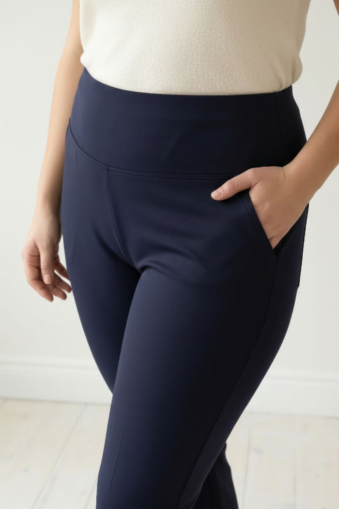Plus Size Navy Tummy Shaper Boot Cut Pants