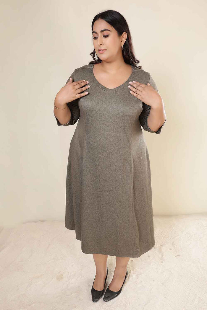 Plus Size Olive Green SnugWeave Winter Dress
