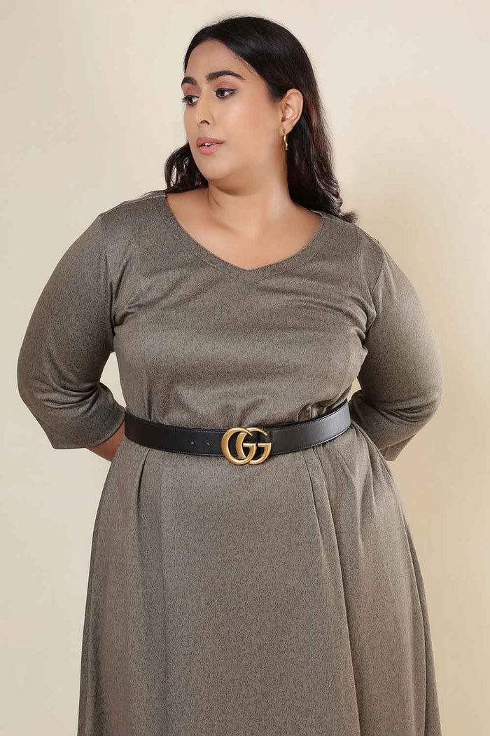 Plus Size Olive Green SnugWeave Winter Dress
