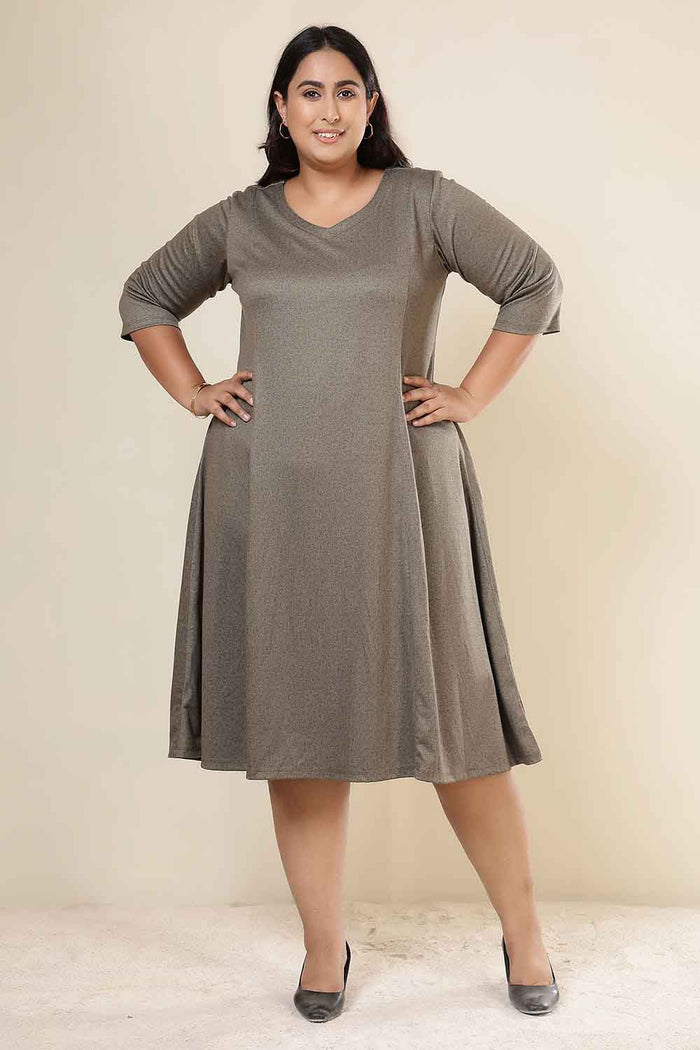 Plus Size Olive Green SnugWeave Winter Dress