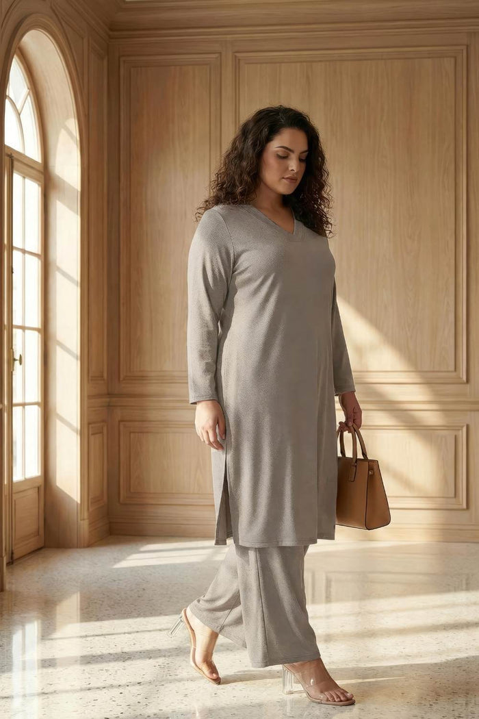 Plus Size Olive Green SnugWeave™ Winter Kurta Coord Set