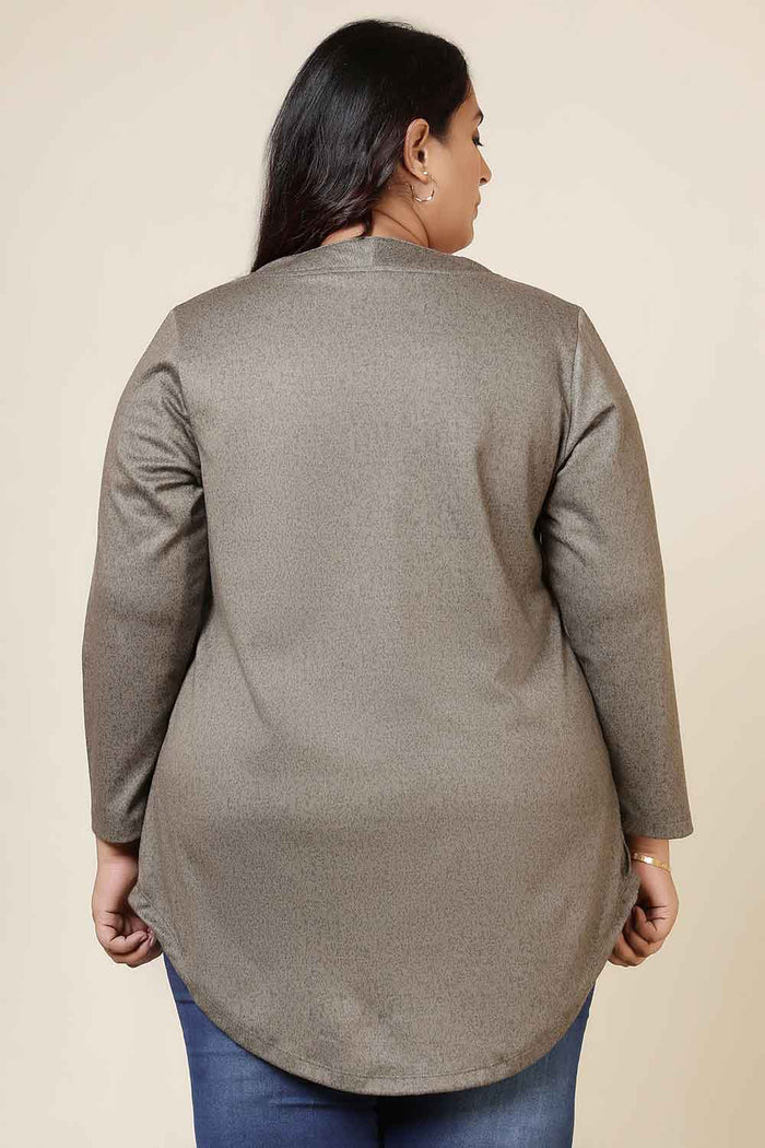 Plus Size Olive Green V Neck  SnugWeave Winter Top
